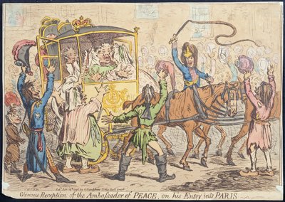 Glorious Reception of the Ambassador of Peace on his Entry into Paris by James Gillray
